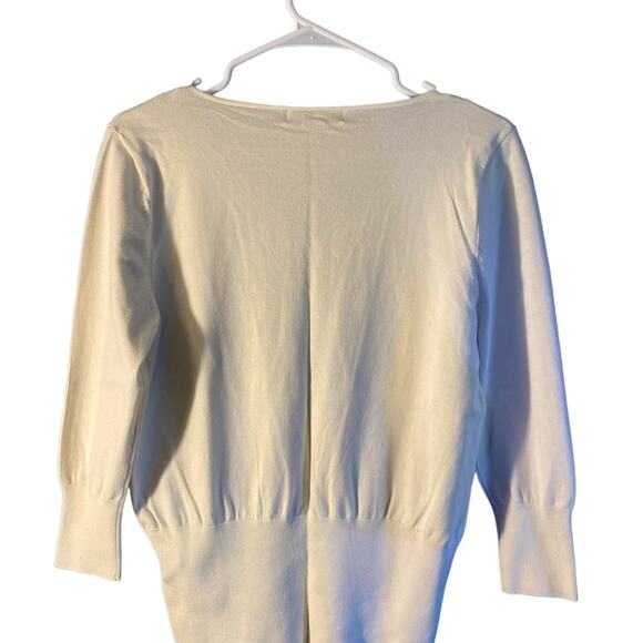 August Silk White Sweater Crochet Sequin Collar Womens Size Medium - Picture 2 of 8